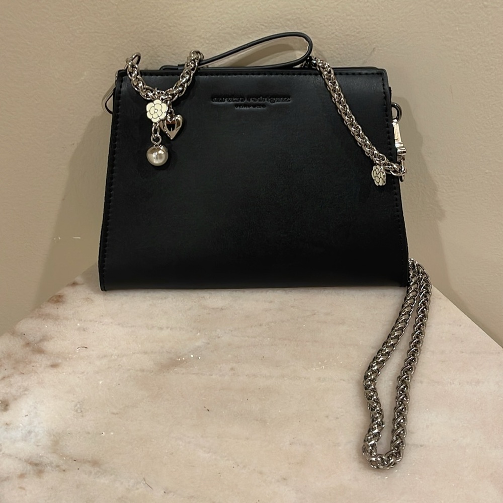 Narciso Rodriguez black leather cosmetics bag to crossbody